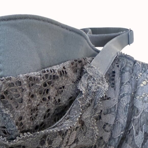 Victorias Secret Body By Victoria Lace Bra 38B Blue Mesh Lined Demi Adjustable - Picture 7 of 16